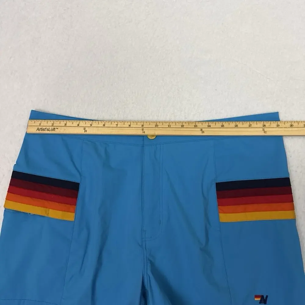 Aviator Nation Board Shorts Mens 36 Blue Horizontal 5 Stripe Flex Swim